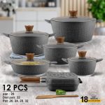 سرویس قابلمه 12 پارچه دالهو ترکیه (دو رو گرانیت) - Image 3