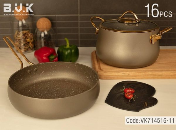 سرویس قابلمه 16 پارچه بی وی کی (دو رو گرانیت) - Image 5