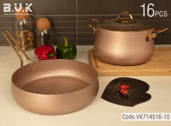 سرویس قابلمه 16 پارچه بی وی کی (دو رو گرانیت) - Image 4