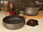 سرویس قابلمه 16 پارچه بی وی کی ماربل طوسی (دو رو گرانیت) - Image 2