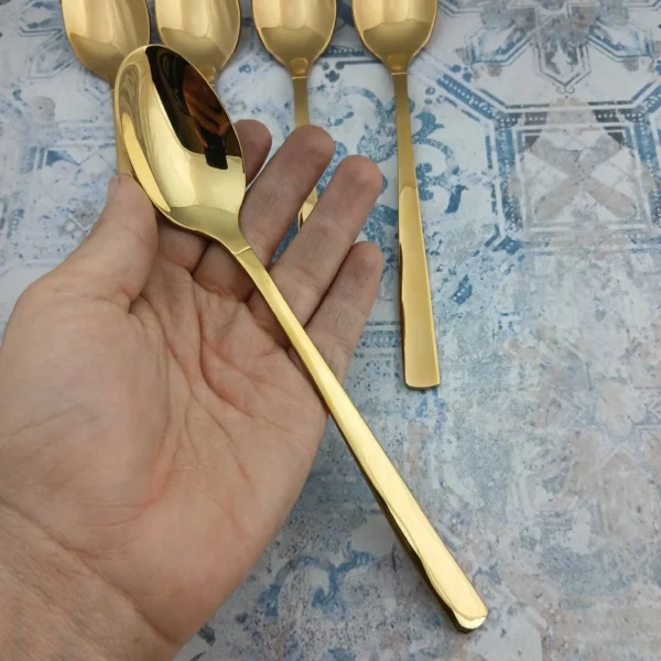 قاشق غذا خوری 5 پارچه مدل شیکاگو طلایی - Image 5