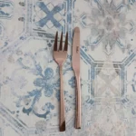 کارد و چنگال میوه خوری 12 پارچه ناب استیل مدل فلورانس رزگلد - Image 5