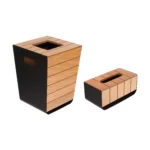 ست سطل و جای دستمال کاغذی رزاری کد 2001 رنگ مشکی