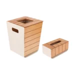 ست سطل و جای دستمال کاغذی رزاری کد 2001 رنگ سفید
