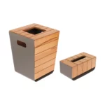 ست سطل و جای دستمال کاغذی رزاری کد 2001 رنگ طوسی - Image 2