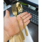 قاشق و چنگال غذا 12 پارچه یونیک مدل دونا طلایی - Image 7