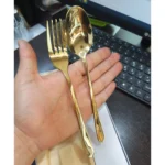 قاشق و چنگال غذا 12 پارچه یونیک مدل دونا طلایی
