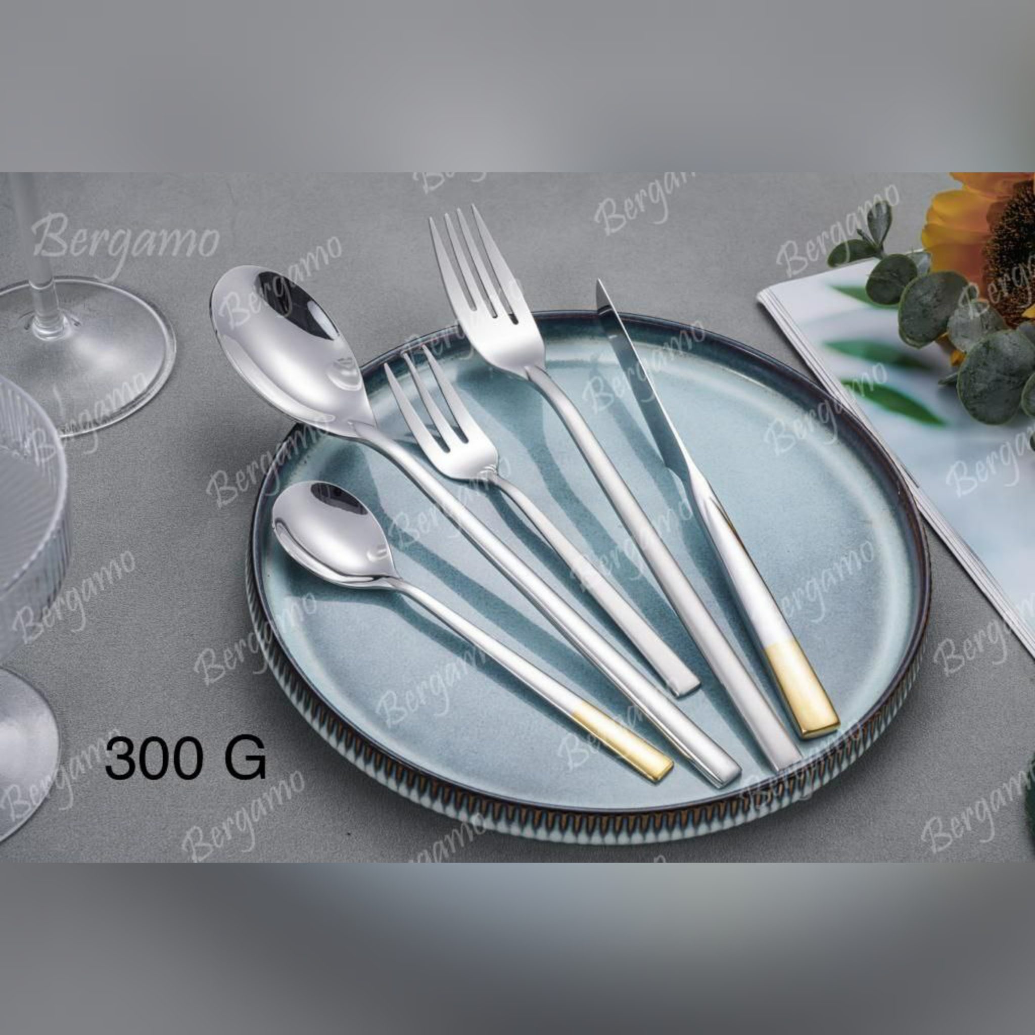 برگامو 30 نفره سرویس قاشق چنگال 160 پارچه برگامو مدل 300g - تصویر 1