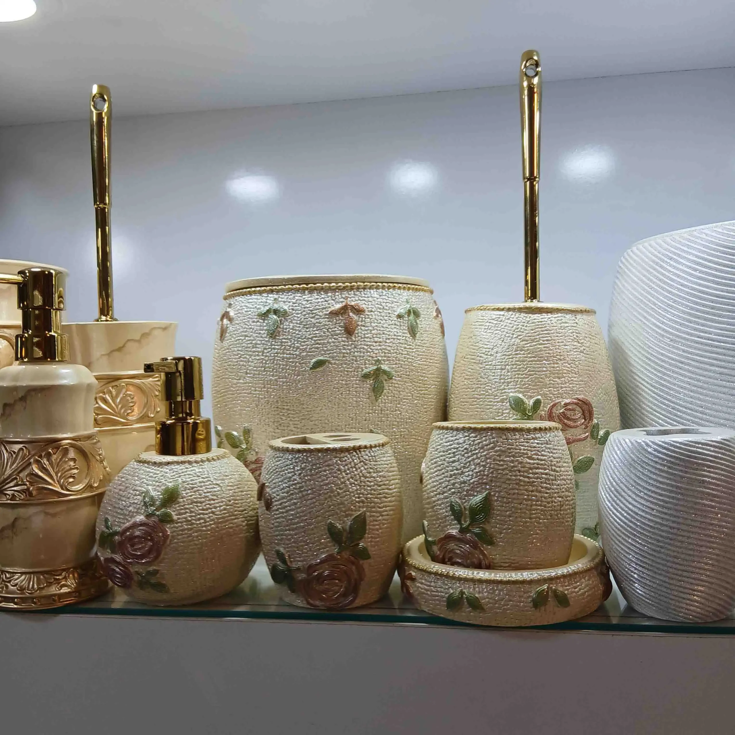 ست سرویس بهداشتی رزین کد (1) سرویس بهداشتی 6 پارچه سنجاقک مدل طوبی کرم الوان - تصویر 1