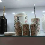سرویس بهداشتی 6 پارچه سنجاقک مدل ارغوان کرم اکلیل