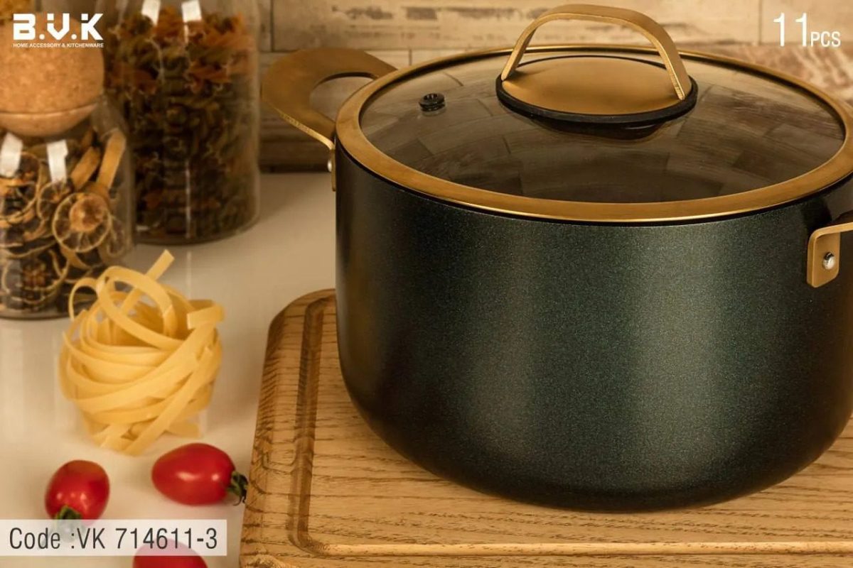 سرویس قابلمه 11 پارچه بی وی کی گلکسی (دو رو گرانیت) - تصویر 5