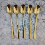 قاشق غذا خوری 5 پارچه مدل شیکاگو طلایی - تصویر 3