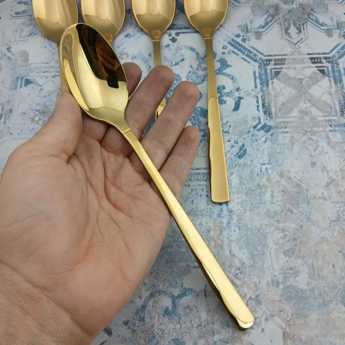قاشق غذا خوری 5 پارچه مدل شیکاگو طلایی - تصویر 4