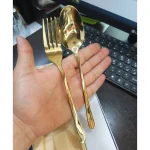 قاشق و چنگال غذا 12 پارچه یونیک مدل دونا طلایی