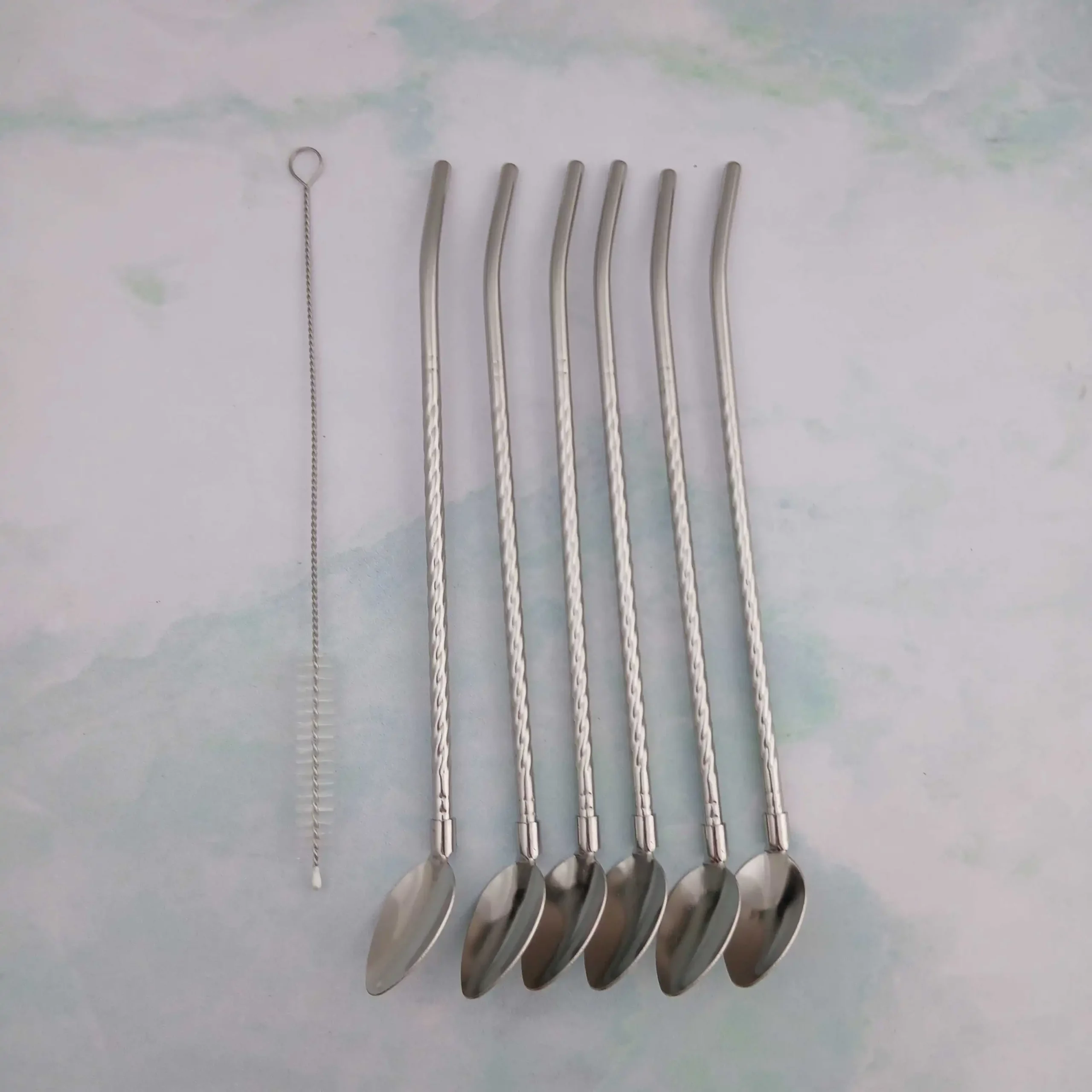 نی شربت پیچی با فرچه (2) نی شربت پیچی کد 2 بسته 6عددی - تصویر 1